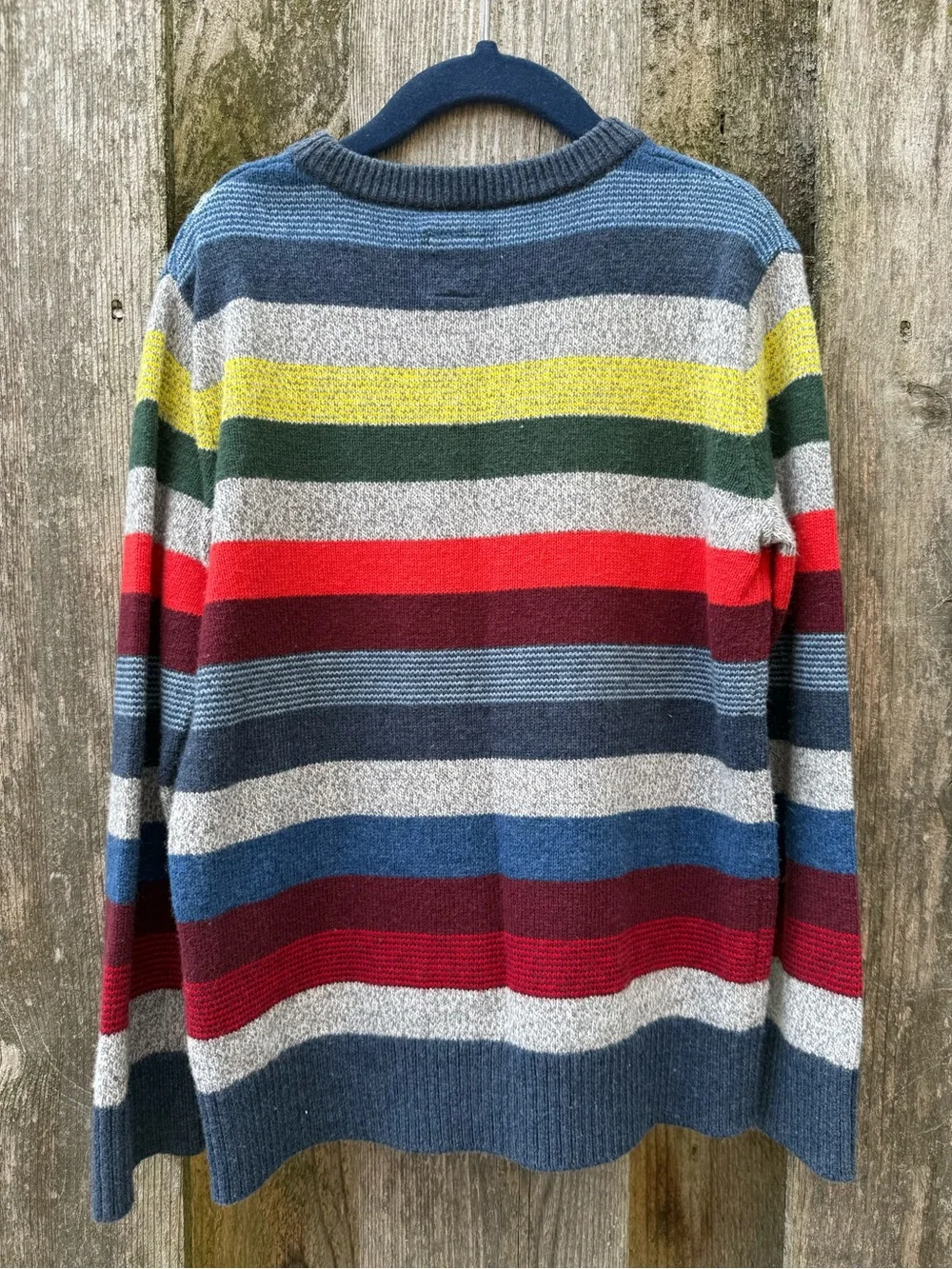 Multicolor Striped Crewneck Sweater - Blue, Red, Green & Yellow